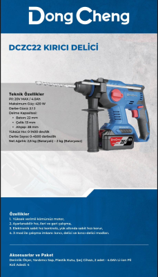 DCZC22 Akülü Kırıcı Delici